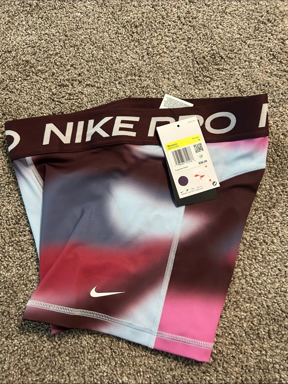 Nike Pro Women's Ombre Maroon Pink Athletic Shorts